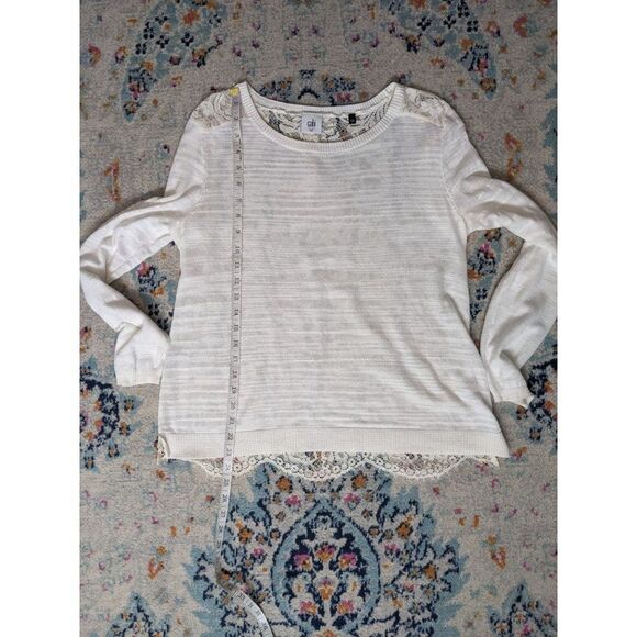 Cabi Sophia Sweater White/Cream Lace Back Top Style 5005 -‎ Medium - Picture 8 of 9
